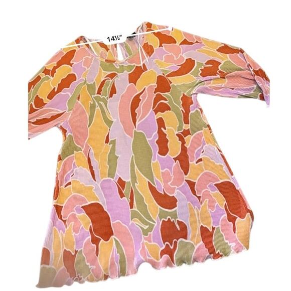 Halogen Pleated Floral Blouse 2X Retro Spring Top Y2K - Picture 7 of 10